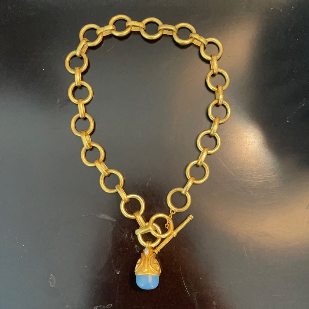 Julie Vos Gold and Blue Pendant Necklace